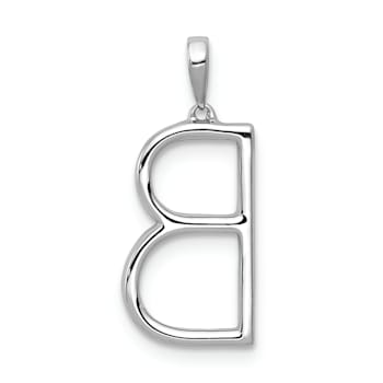 Rhodium Over 14K White Gold Diamond Letter B Initial Pendant