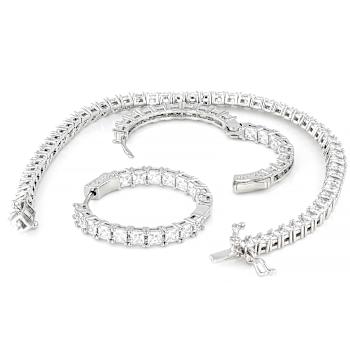 Princess Cut CZ Tennis Bracelet And Inside-Out Hoop Earring Set