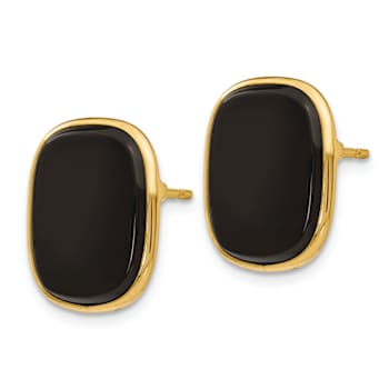 14k Yellow Gold Black Onyx Stud Earrings
