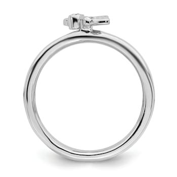 Rhodium Over Sterling Silver Stackable Expressions Butterfly with
Diamond Ring 0.015ctw