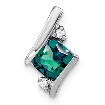 Rhodium Over 10k White Gold 0.63 ctw Cushion Lab Created Alexandrite and
Diamond Slide Pendant