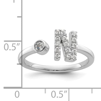 Rhodium Over 14K White Gold Lab Grown Diamond VS/SI GH, Initial N
Adjustable Ring