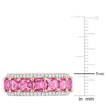 Pink Sapphire and Diamond 14K Rose Gold Ring 6.47ctw