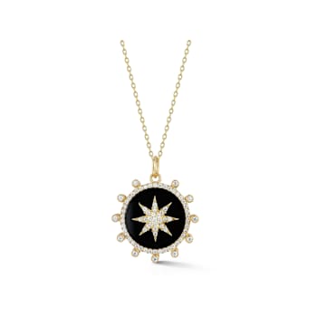 Sterling Statements 14K Yellow Gold Over Sterling Silver CZ Star
Medallion Necklace