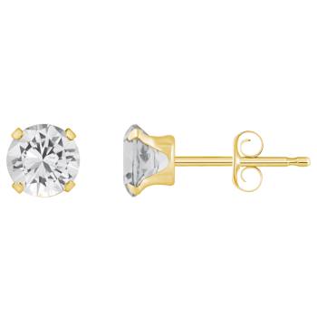 5mm Round White Topaz 10k Yellow Gold Stud Earrings