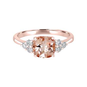14K Rose Gold Morganite and Diamond Ring 1.29 ctw
