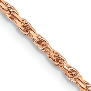 14k Rose Gold 1.8mm Solid Diamond-Cut Rope 24 Inch Chain