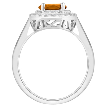 7mm Round Citrine And White Topaz Accents Rhodium Over Sterling Silver
Double Halo Ring