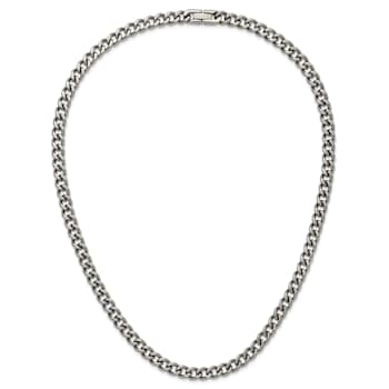 Titanium 7.5mm Solid Polished Curb 24 Inch Chain