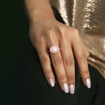 Ethiopian Opal Blue and Diamond 14K Rose Gold Ring 2.09ctw