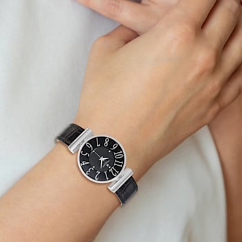Ladies Charles Hubert Stainless Steel Black Dial Watch