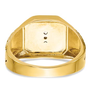10K Two-tone Yellow and White Gold Textured and Enamel Diamond Blue
Lodge Masonic Ring 0.1ctw