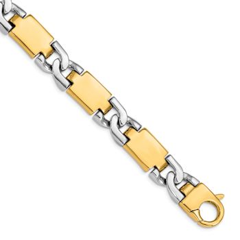 14k Yellow Gold and 14k White Gold 10.9mm Hand-polished Solid Gold Fancy
Link 20 Inch Chain