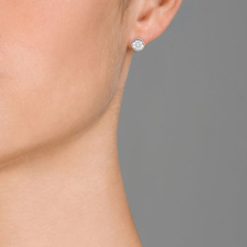 CZ Stud Earrings In Sterling Silver