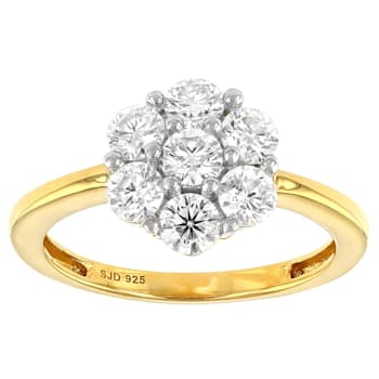 Moissanite 14k yellow gold over silver ring 1.12ctw DEW.
