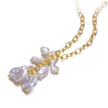 Pear Shape Freshwater Pearl Solitaire Pendant In 14K Gold Over Sterling Silver