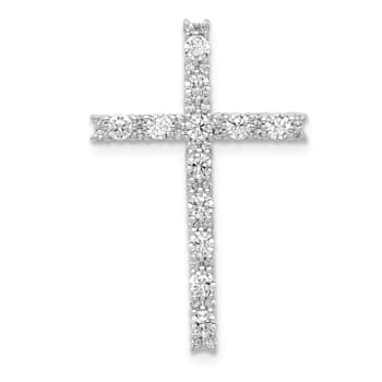 Rhodium Over 14k White Gold Diamond Latin Cross Pendant