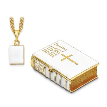 PRAYER White Bible Trinket Box