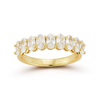 Sterling Statements 14K Yellow Gold Over Sterling Silver Oval CZ Half
Eternity Band Ring