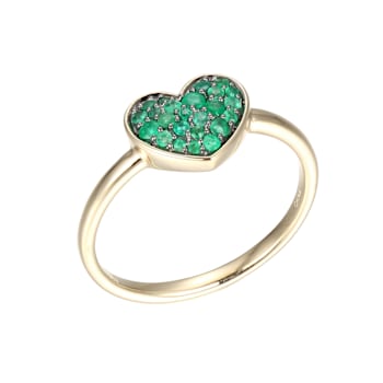 Green Emerald 10k Yellow Gold Ring 0.21ctw