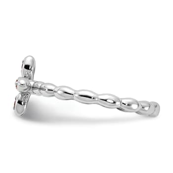 Rhodium Over Sterling Silver Stackable Expressions Cross Citrine Ring 0.08ctw