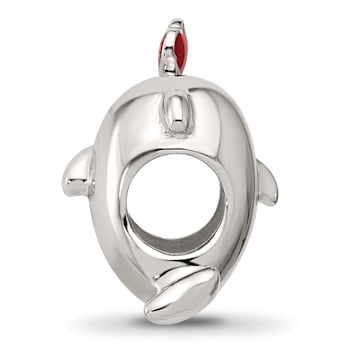 Sterling Silver Enamel Dolphin Blowing Heart Bead