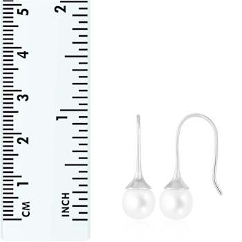 8-8.5mm White Cultured Freshwater Pearl Rhodium Over Sterling Silver Earrings