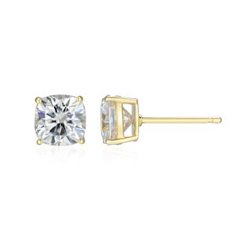 Square Cushion Cut Moissanite 14k Yellow Gold Over Silver Stud Earrings
3.40ctw DEW