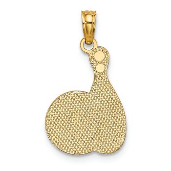 14k Yellow Gold Enameled Textured Bowling Ball and Pin Charm