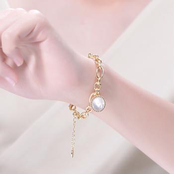 CZ Charm Bracelet In 14K Gold Over Brass