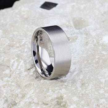 SOLAR Flat Profile Brushed Finish Men’s Titanium Wedding Band 8mm
