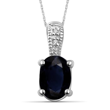 Black Sapphire Rhodium Over Sterling Silver Pendant with Chain 1.00ctw