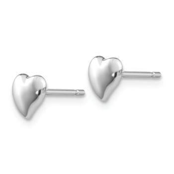 Rhodium Over 14k White Gold Polished 3mm Heart Stud Earrings