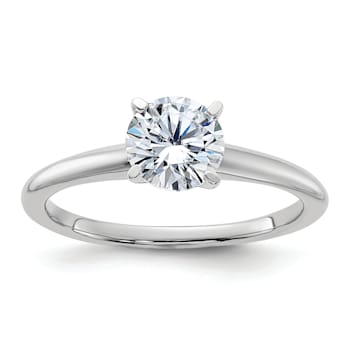 Rhodium Over 14K White Gold 1 ct. D E F Pure Light Round Moissanite
Solitaire Ring