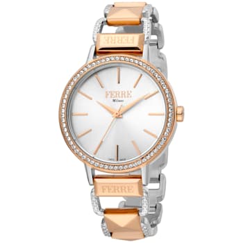 Ferre Milano Women's Classic White Dial Two-tone Stainless Steel Watch