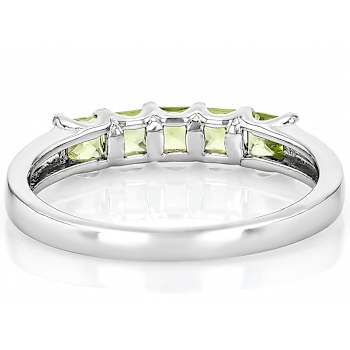 Peridot Square-Cut Band Ring In Sterling Silver
