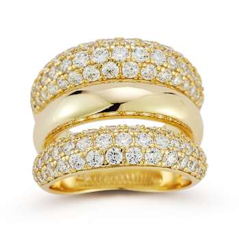 Rachel Zoe CZ Triple Dome Stacked Ring in 14K Gold Over Sterling Silver
