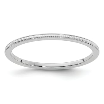 Rhodium over 10K White Gold 1.2mm Milgrain Stackable Expressions Band