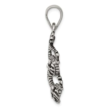 Sterling Silver Antiqued and Textured Dragon Pendant