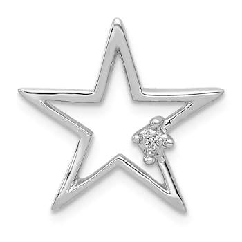 Rhodium Over 14k White Gold Diamond Star Chain Slide Pendant