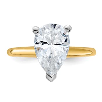 14K Yellow Gold With White Gold Accents 3 1/2 ct. G H I True Light Pear
Moissanite Solitaire Ring