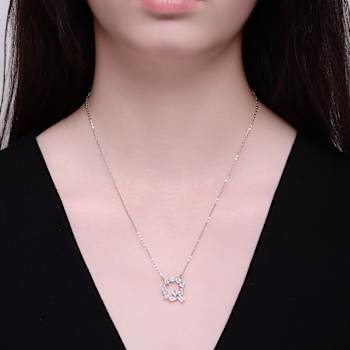 Initial Q Mixed Cut CZ Pendant Necklace In Sterling Silver 18 Inch