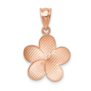 14k Rose Gold Brushed and Diamond-Cut Plumeria Pendant