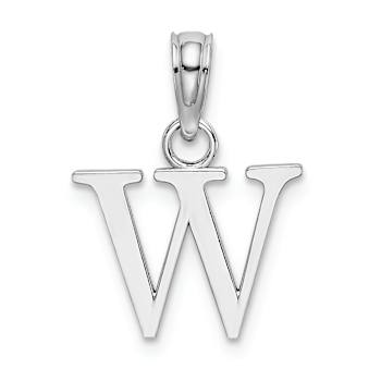 Rhodium Over 14k White Gold Polished Block Letter W Initial Pendant