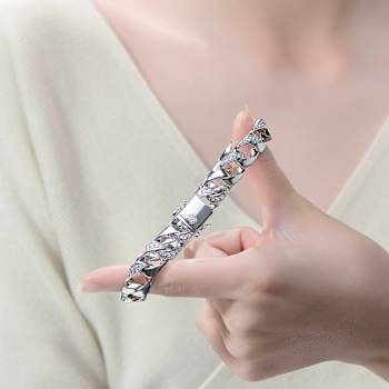Interwoven CZ Pave Statement Bracelet In Sterling Silver