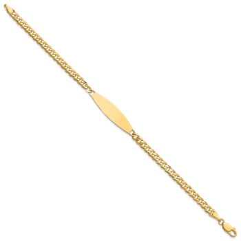 14k Yellow Gold Flat Curb Link ID Bracelet