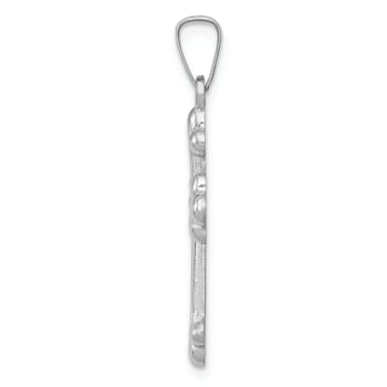 Rhodium Over 14K White Gold Polished Budded Cross Pendant