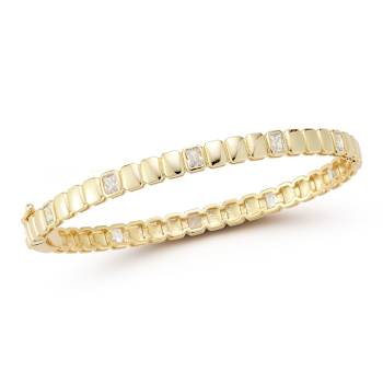 Rachel Zoe Bezel Set Radiant-Cut CZ Bangle Bracelet in 14K Gold Over
Sterling Silver