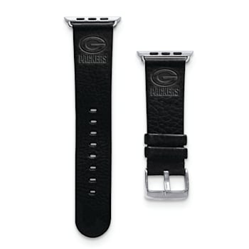 Gametime Green Bay Packers Leather Band fits Apple Watch (38/40mm M/L
Black). Watch not included.