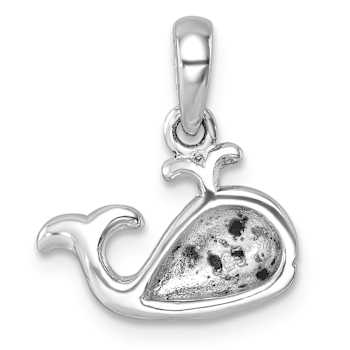 Rhodium Over Sterling Silver Polished Whale Pendant